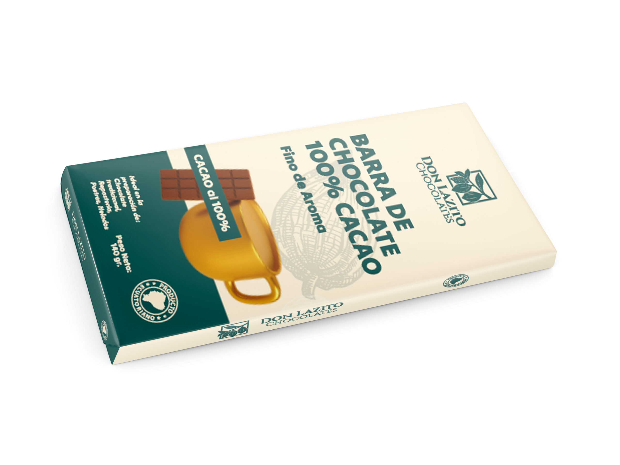 Barra De Chocolate 100% Cacao 140gr